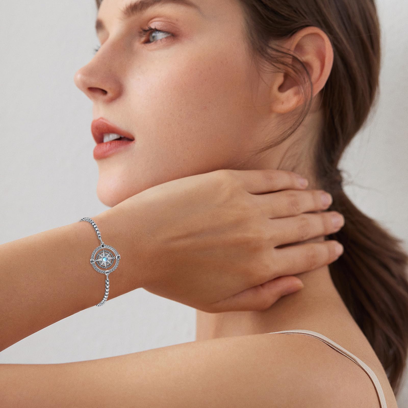 Kompass Armband 925 Sterling Silber für Damen und Herren