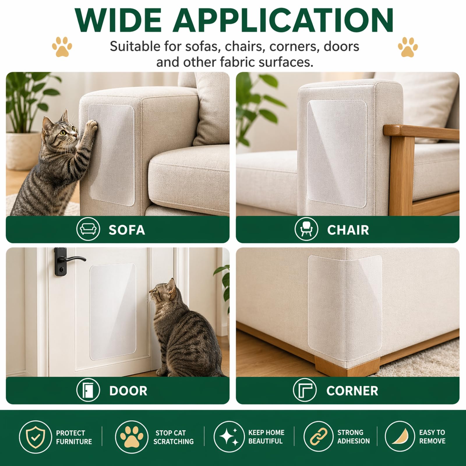 Protector de muebles contra arañazos de gatos, protector de esquina de sofá para gatos, disuasorio de arañazos de gatos para cinta de muebles, protectores de muebles contra arañazos de gatos,