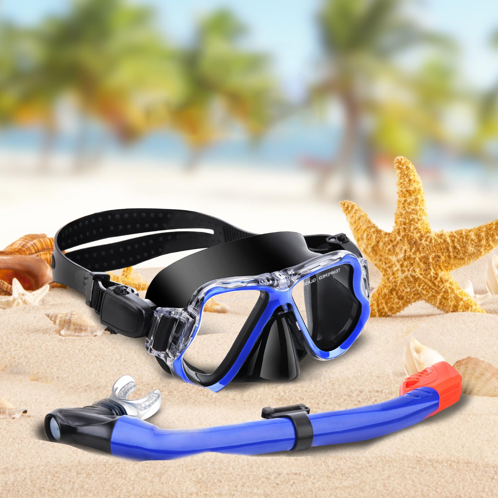 Set da snorkeling per bambini dai 3 ai 14 anni, attrezzatura da snorkeling per bambini con boccaglio Dry Top, anti-perdite, anti-appannamento, vista panoramica, per ragazzi e ragazze