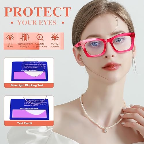 Miniatura 3 de BIENCOOL Paquete de 6 lentes de lectura estilo Oprah para mujer, con bloqueo de luz azul, lentes de bisagra de resorte