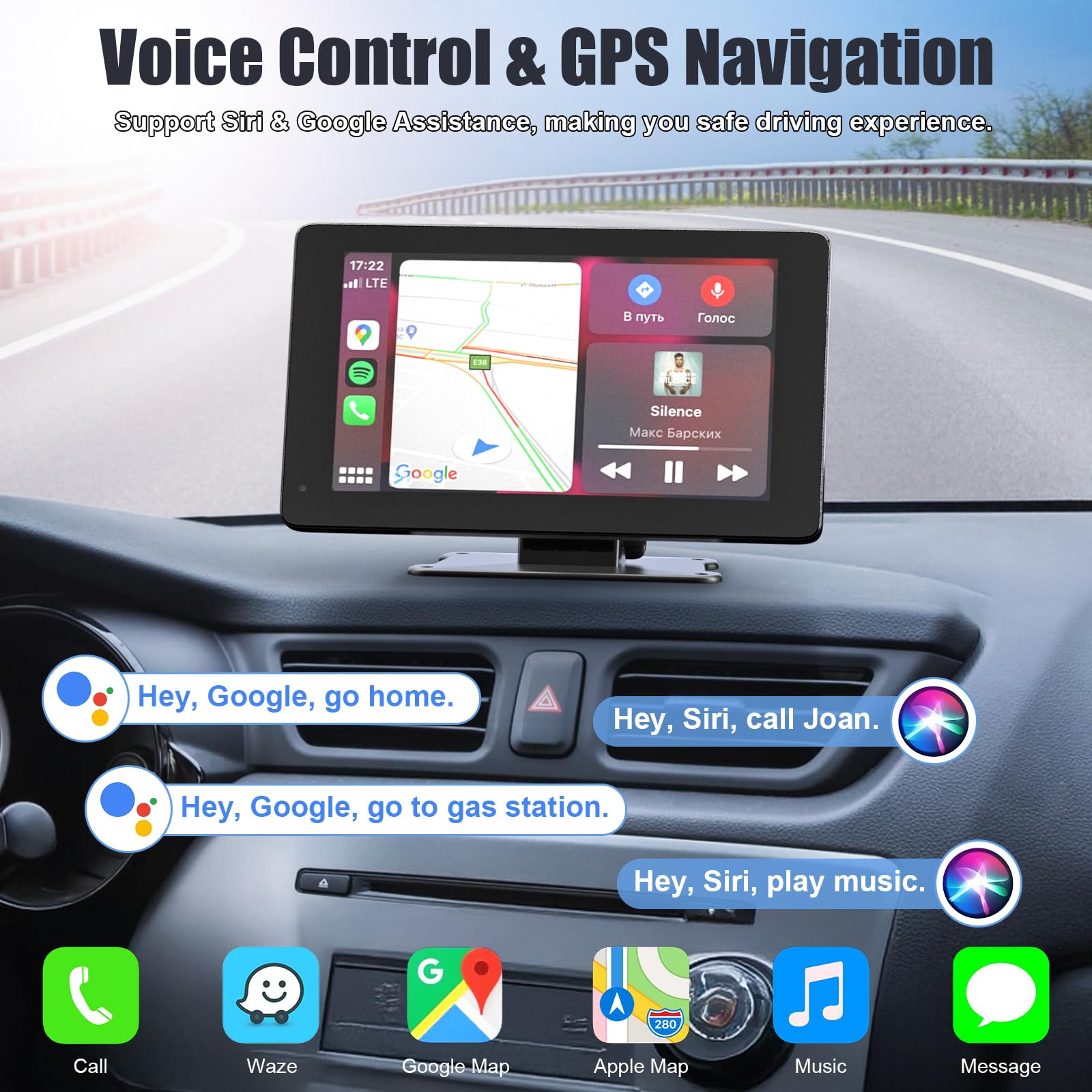 9 Inch Car Radio Android Auto CarPlay Multimedia Video Player IPS Touch Screen AUX Input Bluetooth MirrorLink Universal