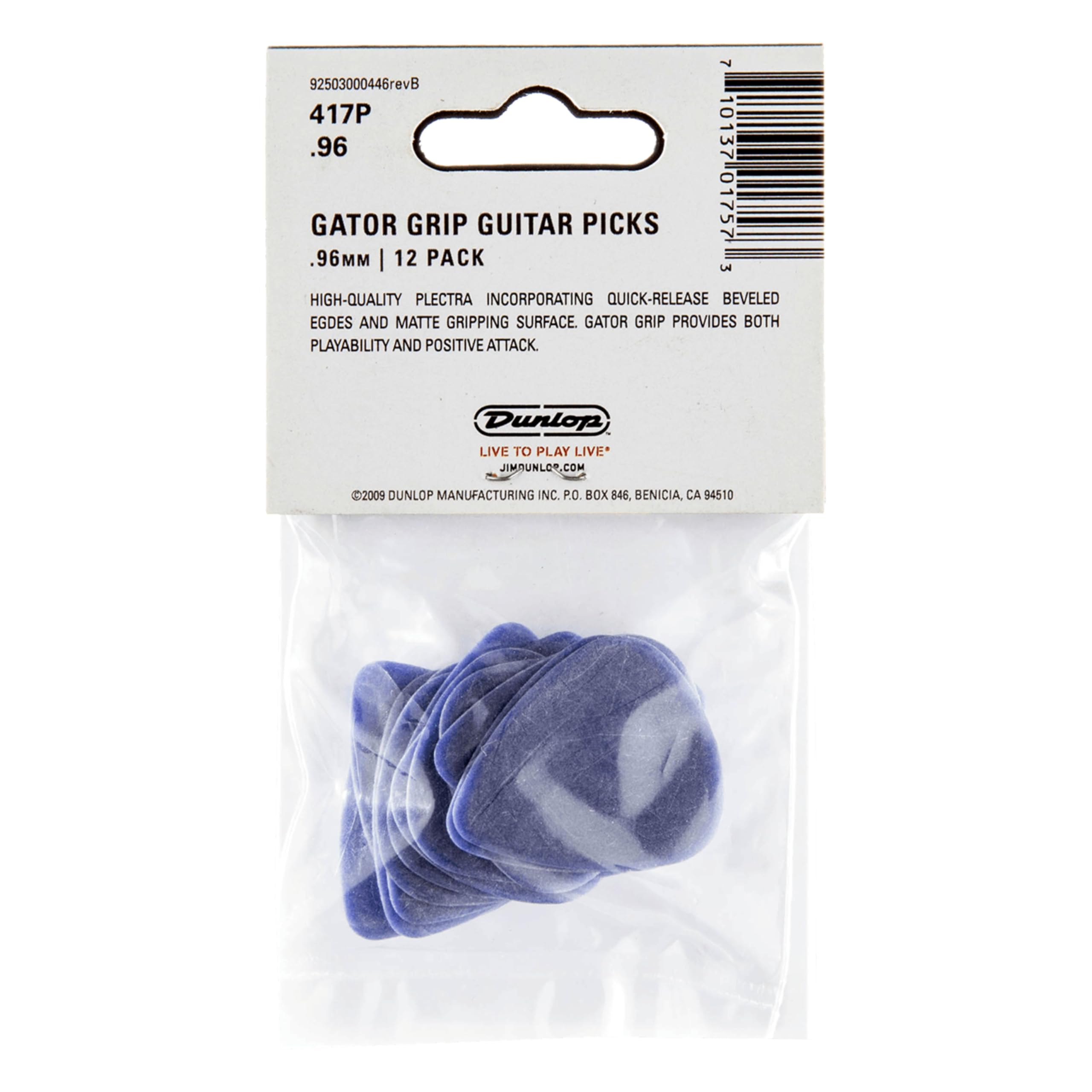Dunlop 096 - Plettri Gator Grip, 12 Pezzi