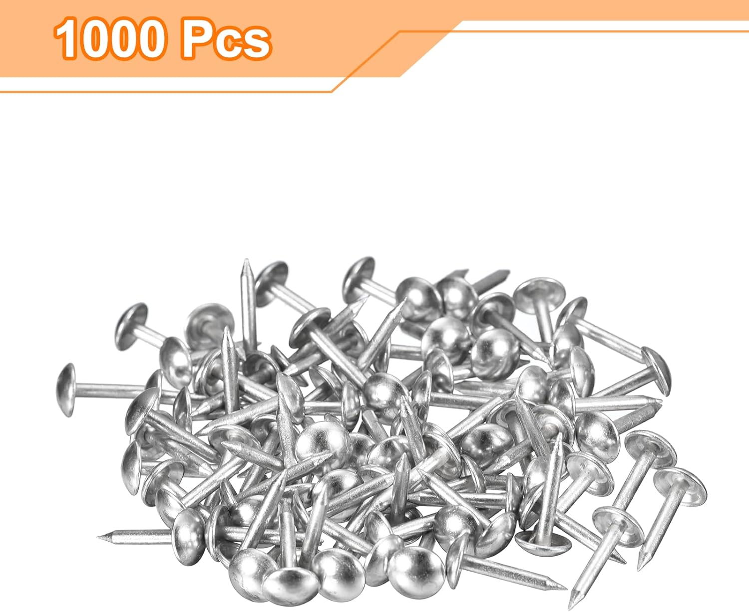 uxcell Upholstery Tacks Nail Pins Furniture, 1000Pcs 6.4x13mm Thumb Tack Pins Assortment Kit Carbon Steel for Home Sofa DIY Decorative Nail Heads Nails, Silver Tone