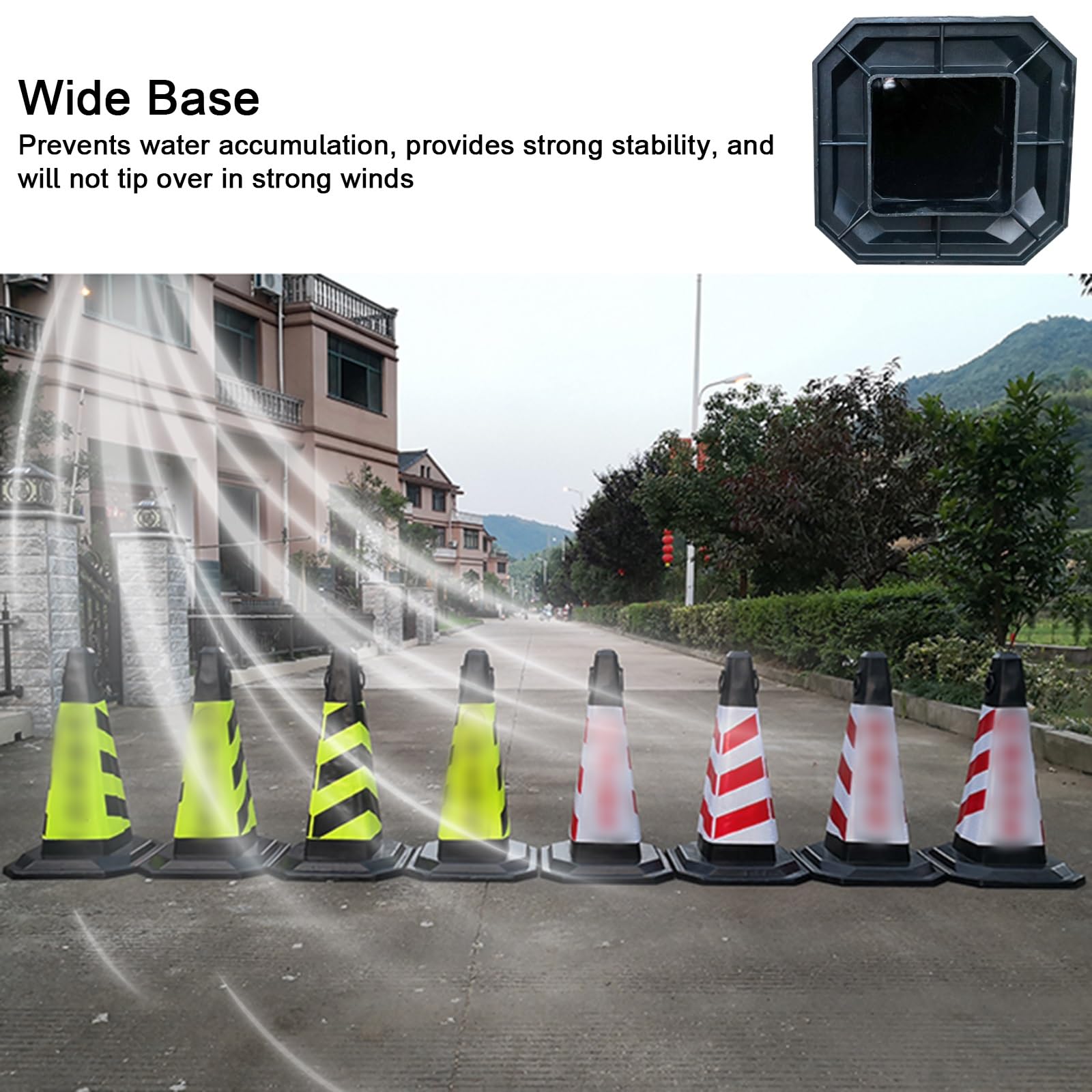 Conos Señalizacion, Postes Flexibles de Tránsito, con 2 Asas, Resistente a la Presión, Colores Llamativos, Ideal para Zonas de Construcción y Prácticas de Conducción(Green)