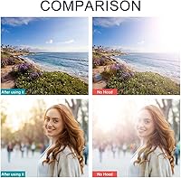 Vista 4 de Parasol de lente plegable universal de 2.638 in con tapa de lente central para cámara Canon Nikon Sony Pentax Olympus Fuji