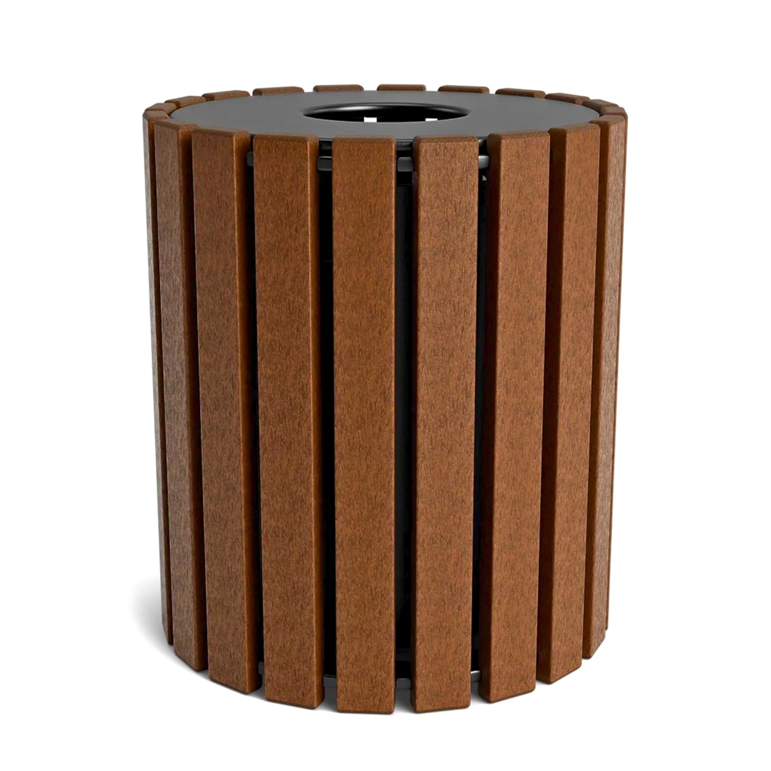 33 Gallon Outdoor Trash Receptacle – Durable, Weatherproof, UV-Protected Waste Bin with Rigid Liner – Heavy-Duty Commercial Trash Can for Parks, Offices & Public Spaces - Brown