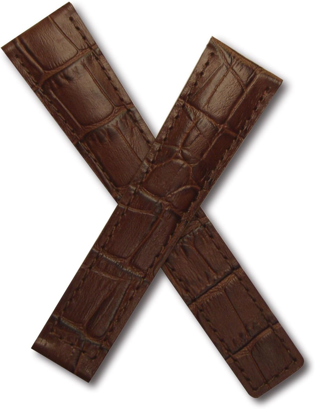 TH-MNZ-02-0231 - 20 mm Brown Crocodile-Style Leather Deployment Watch Strap with Brown Stitching Compatible with TAG Heuer Monza Models Listed Below
