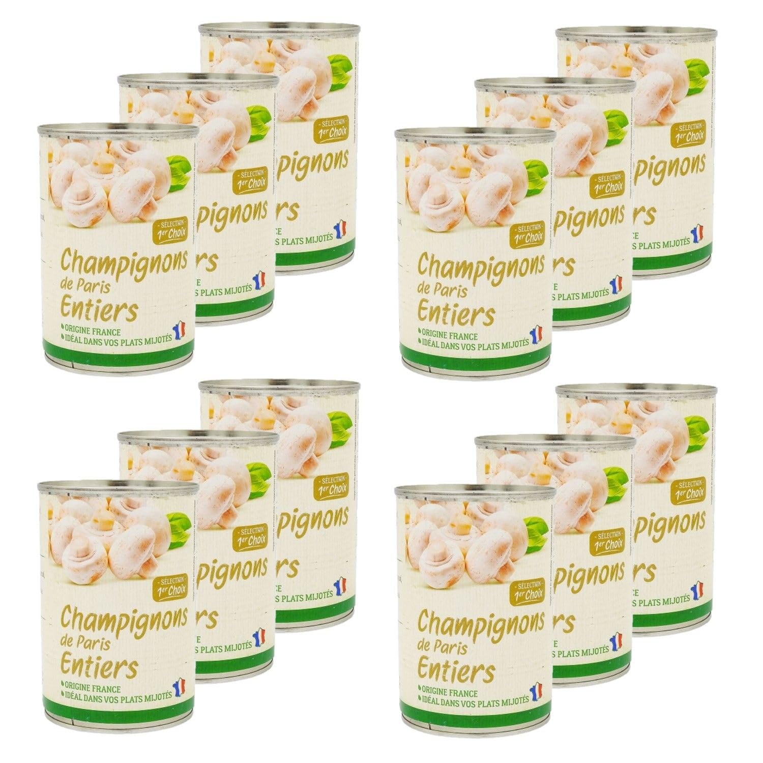 Agidra Lot 12x Champignon Paris entier - France - Boîte 390g