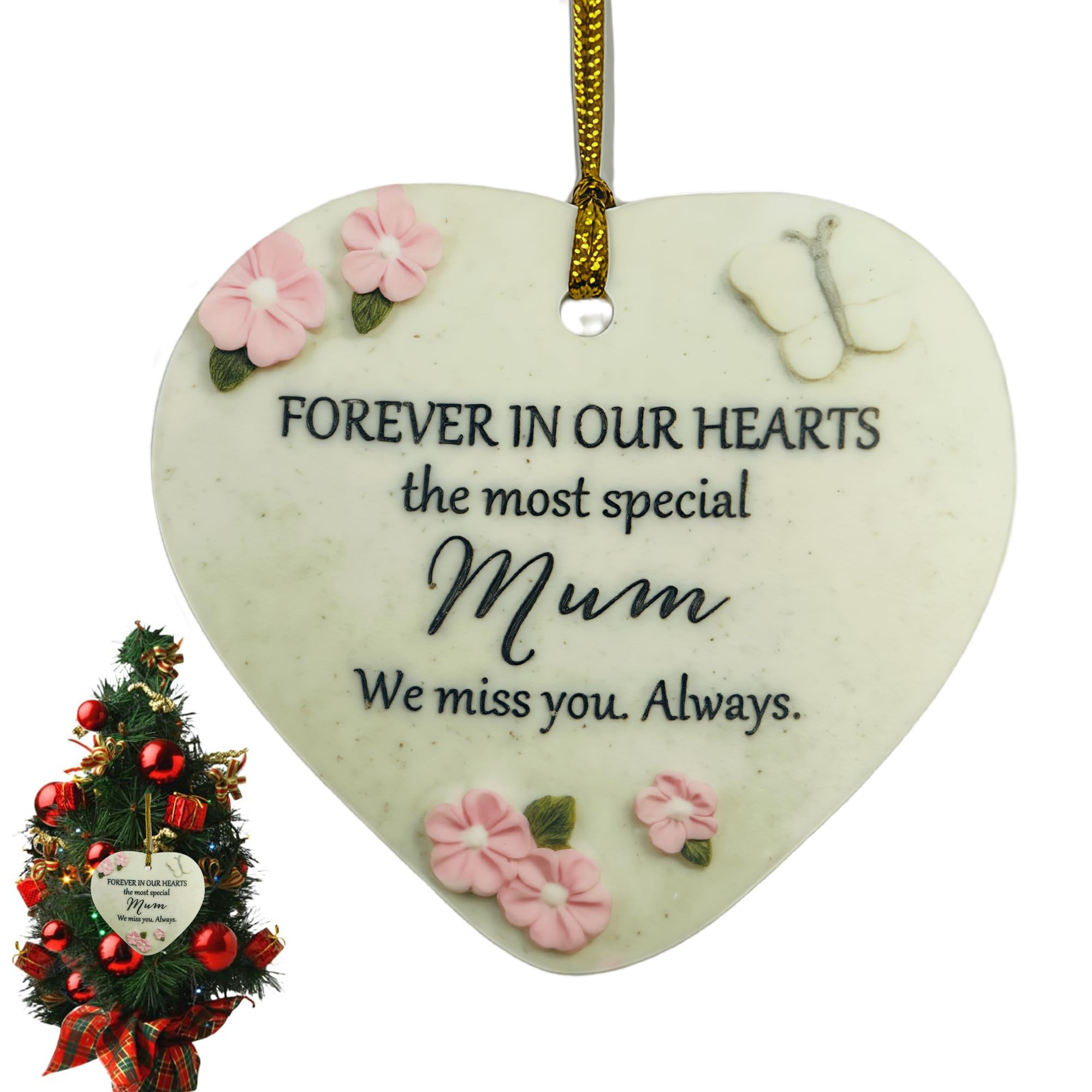 Tivleed Women's White Grave Ornaments Bereavement Gifts Memorial Plaques Heart-Shaped Acrylic Grave Ornaments, Memorial Keepsake For Gardens & Headstones, Sympathy Loss Decor 7.3Cm×6.8Cm