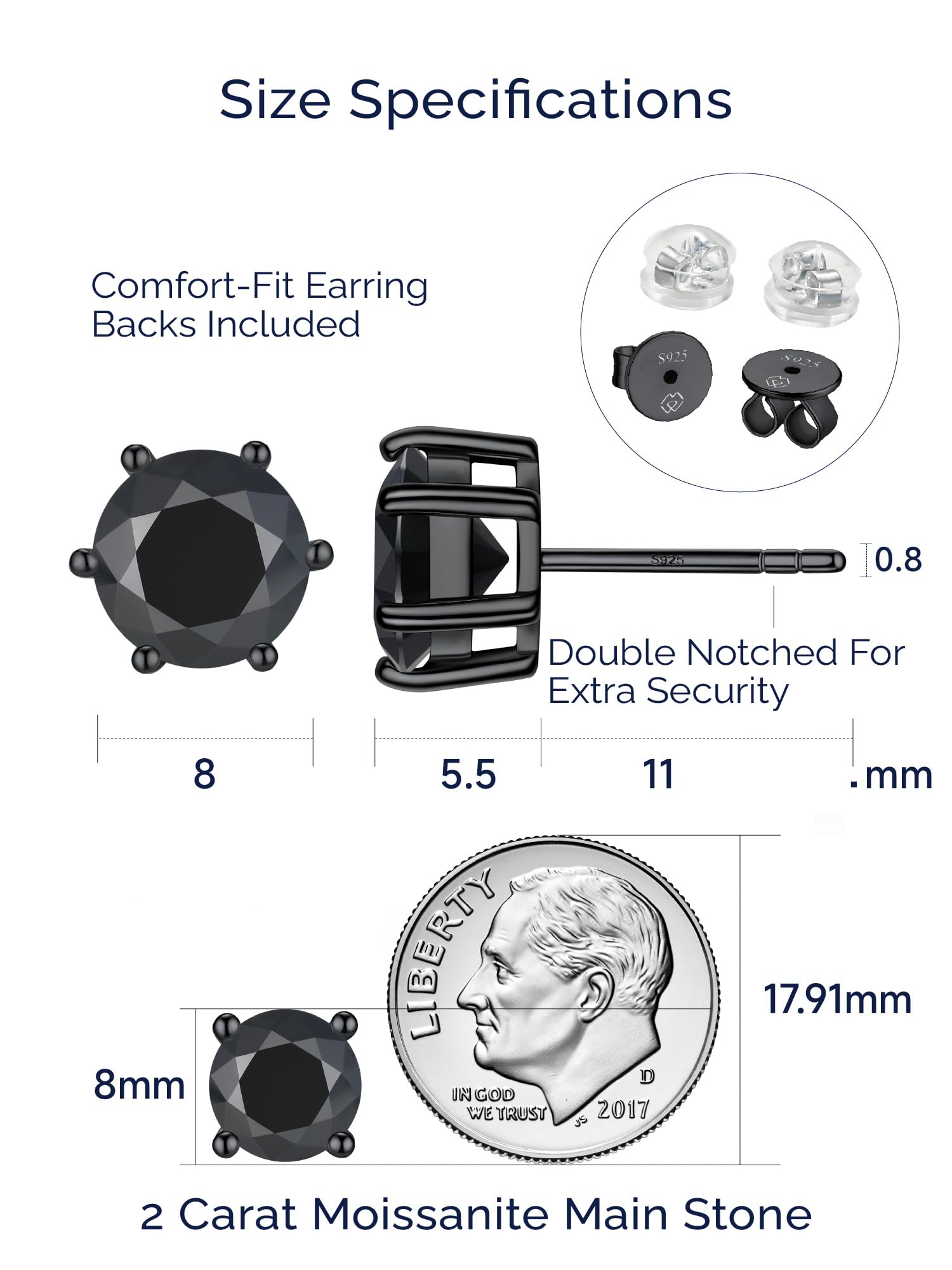 MomentWish Kolczyki Moissanite, 1-4 karatowe błyszczące kolczyki męskie srebro próby 925/18-karatowe złoto symulowane diament mężczyźni kobiety kolczyki punktowe światło hipoalergiczne prezent na
