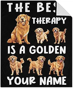 Custom Golden Retriever Blanket for Teen - 50x60 Inches Throw Size - Soft Fluffy Cozy Blankets Gift - Black Funny Blanket for Living Room Decorative