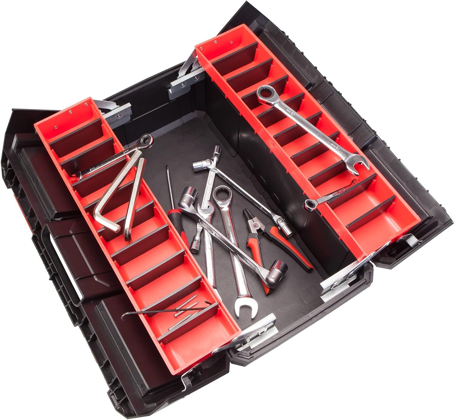 Torin 19-Inch Plastic Tool Box Organizer and Storage with Adjustable Compartment,Multi-Function Portable ToolBox for Home Garage,AZ500B