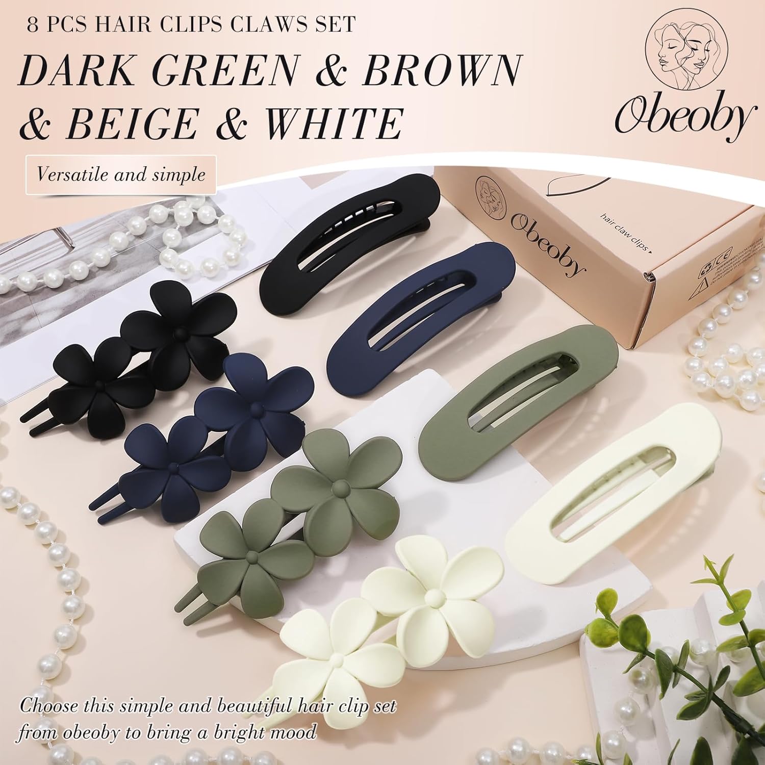 8 PCS Flat Hair Clips, 2 Styles 4 Colors Flat Claw Clips Hair Claws for Women Girls Medium Hair Volume - Image 3