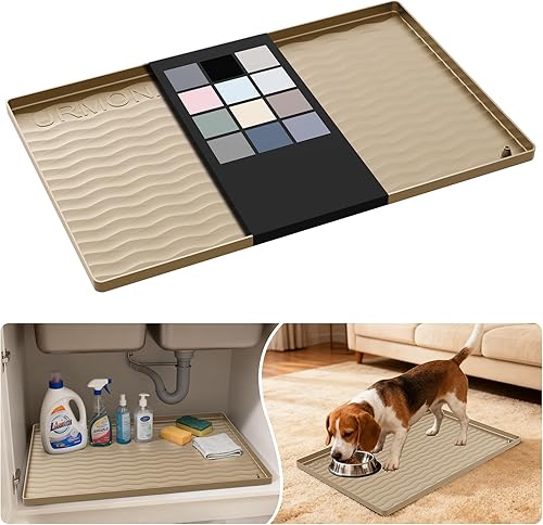 Miniatura 111 de URMONA Tapete de silicona impermeable para debajo del fregadero de 40 x 22 pulgadas, forro para estante de cocina y baño, protector de gabinete y