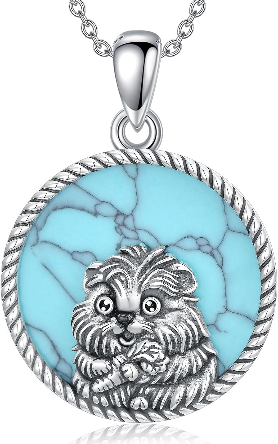 Guinea Pig/Raccoon/Butterfly/Panda/Hummingbird/Giraffe/Rabbit Necklace 925 Sterling Silver Animal Pendant Jewelry Gift for Women Mom