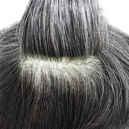 Miniatura 25 de Toupee For Men Real Human Hair Poly Skin Mens Hair Pieces Hair Replacement System For Men Toupee Hairpiece For Men Hair Prosthesis PU 8x10Inch 1#