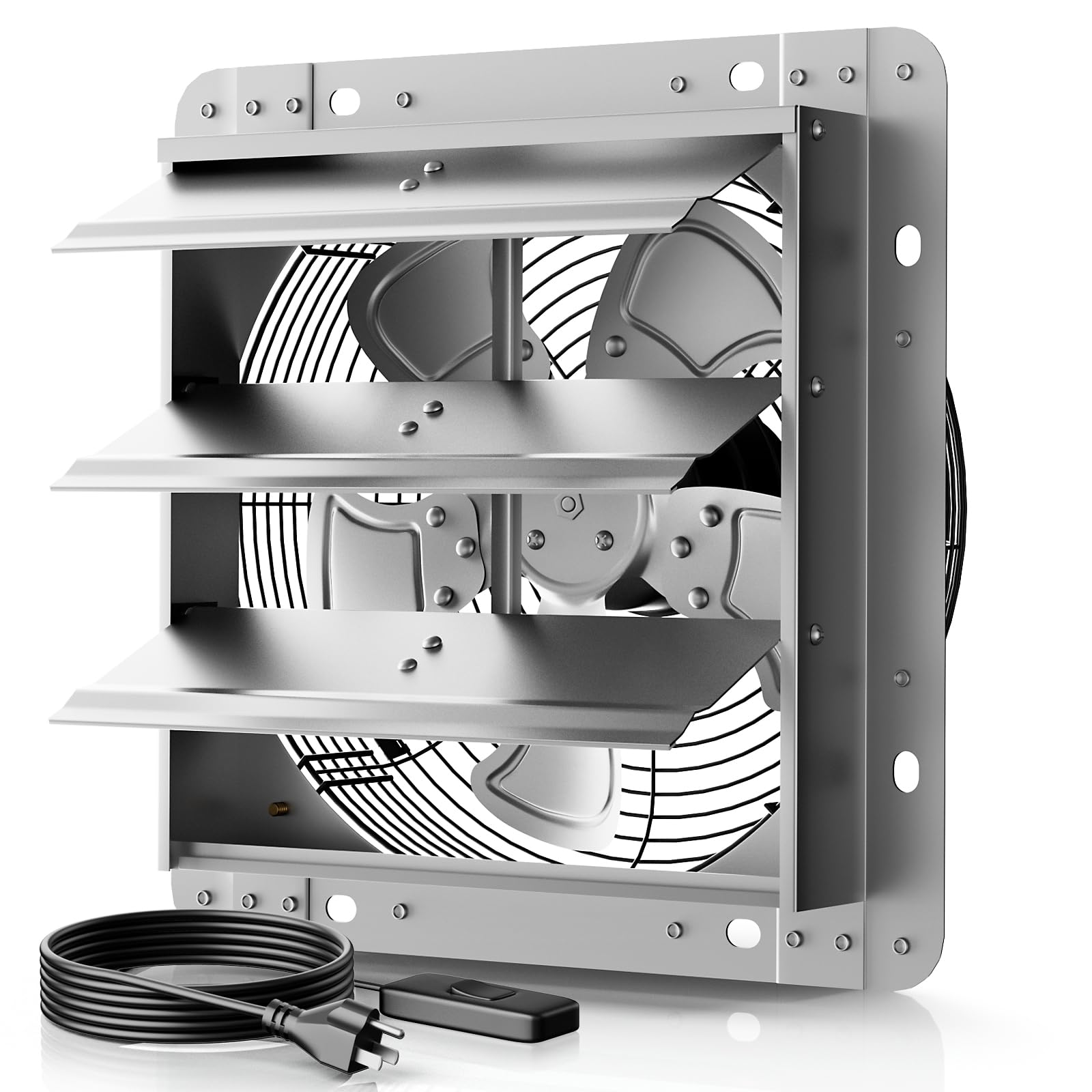 Ventilador de escape montado en la pared de 12 pulgadas, obturador automático con controlador de velocidad variable, 1430/1946CFM, ventilador de ático montado en la pared de 1400RPM para