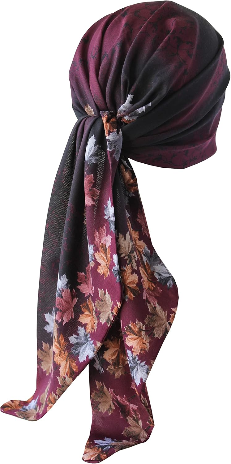 Model showing scarf tied as a turban