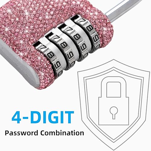Miniatura 3 de Candado de combinación brillante para casillero de cristal de 4 dígitos, candado para gimnasio, escuela, deportes, valla, caja de herramientas,