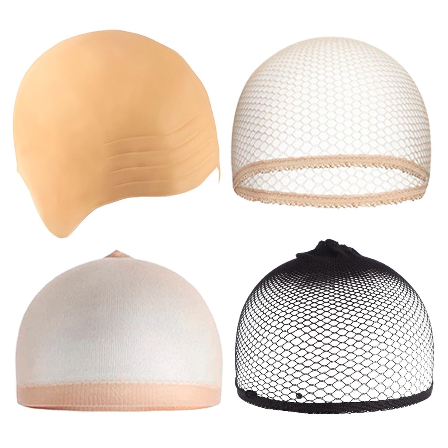 1 Piece Of Wig Cap, 3 Pieces Of Hair Net, Boys' Semi-Bald Hat, Cosplay Hood, Men'S Latex Wig Cap, Color