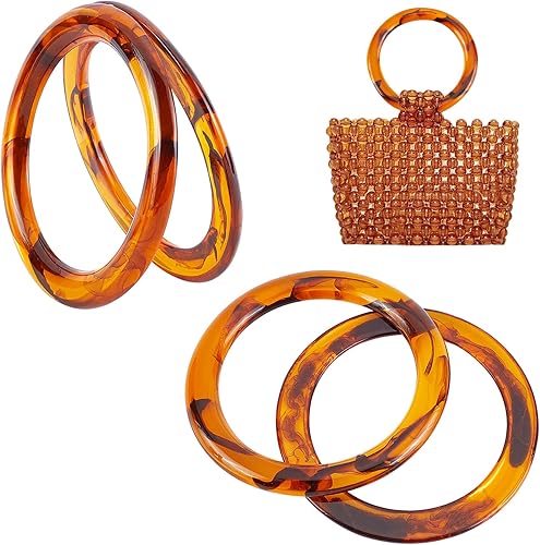 PH PandaHall Paquete de 4 asas redondas de repuesto de resina Sienna para verano, hechas a mano, bolsa de playa, bolsa de pajita, 4.6 pulgadas