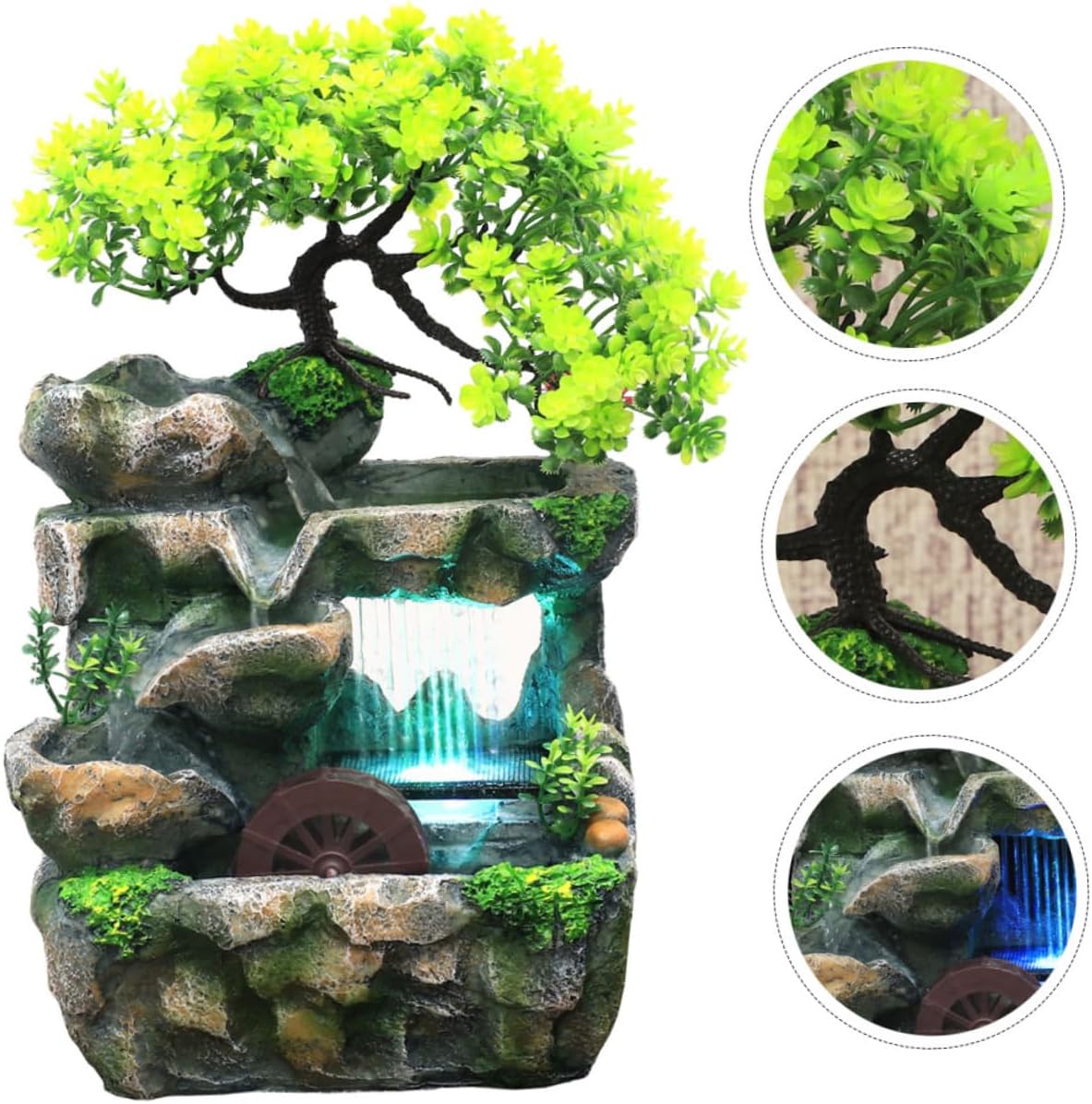Modern Desk Water Fountain Zen Decor Small Water Feature Realistic Waterfall Mini Tabletop