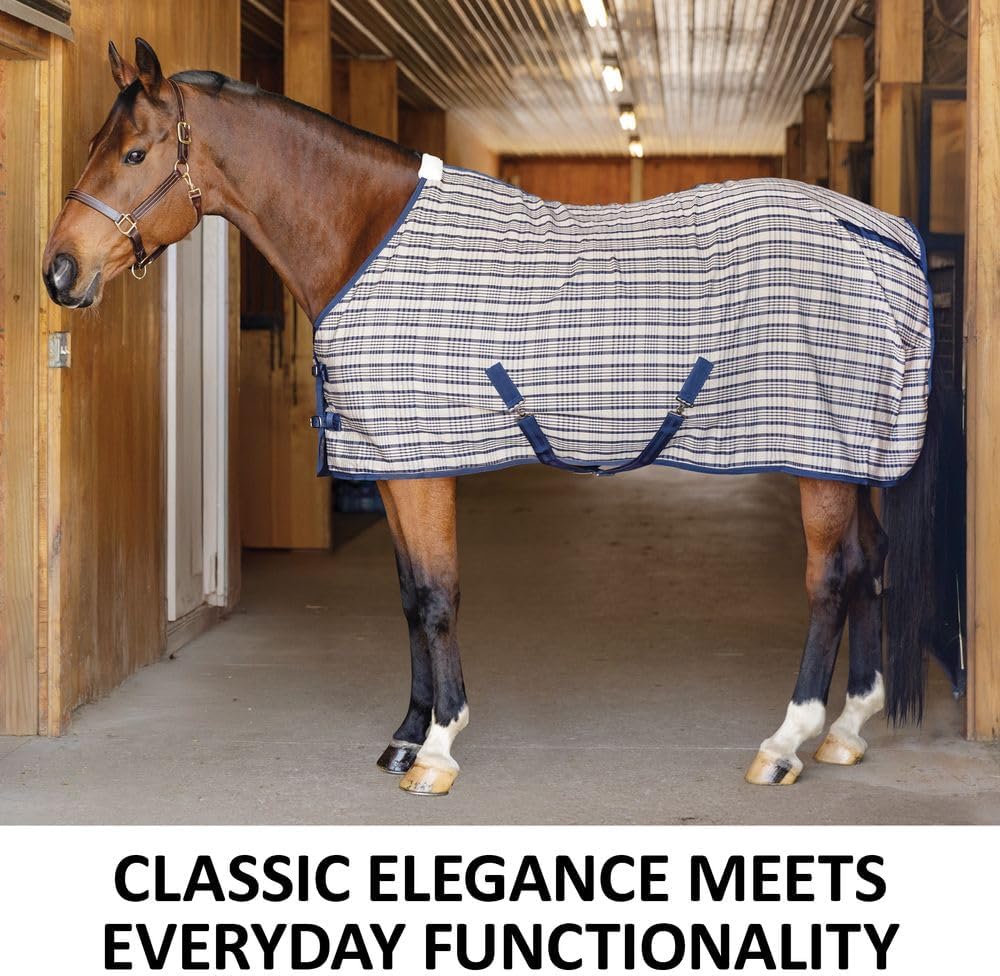 Schneiders Hunt Club Plaid II Horse Stable Sheet | Classic Lightweight Summer & Show Cover | Durable Polyester Fabric | Fleece-Lined Wither | Secure Fit Design