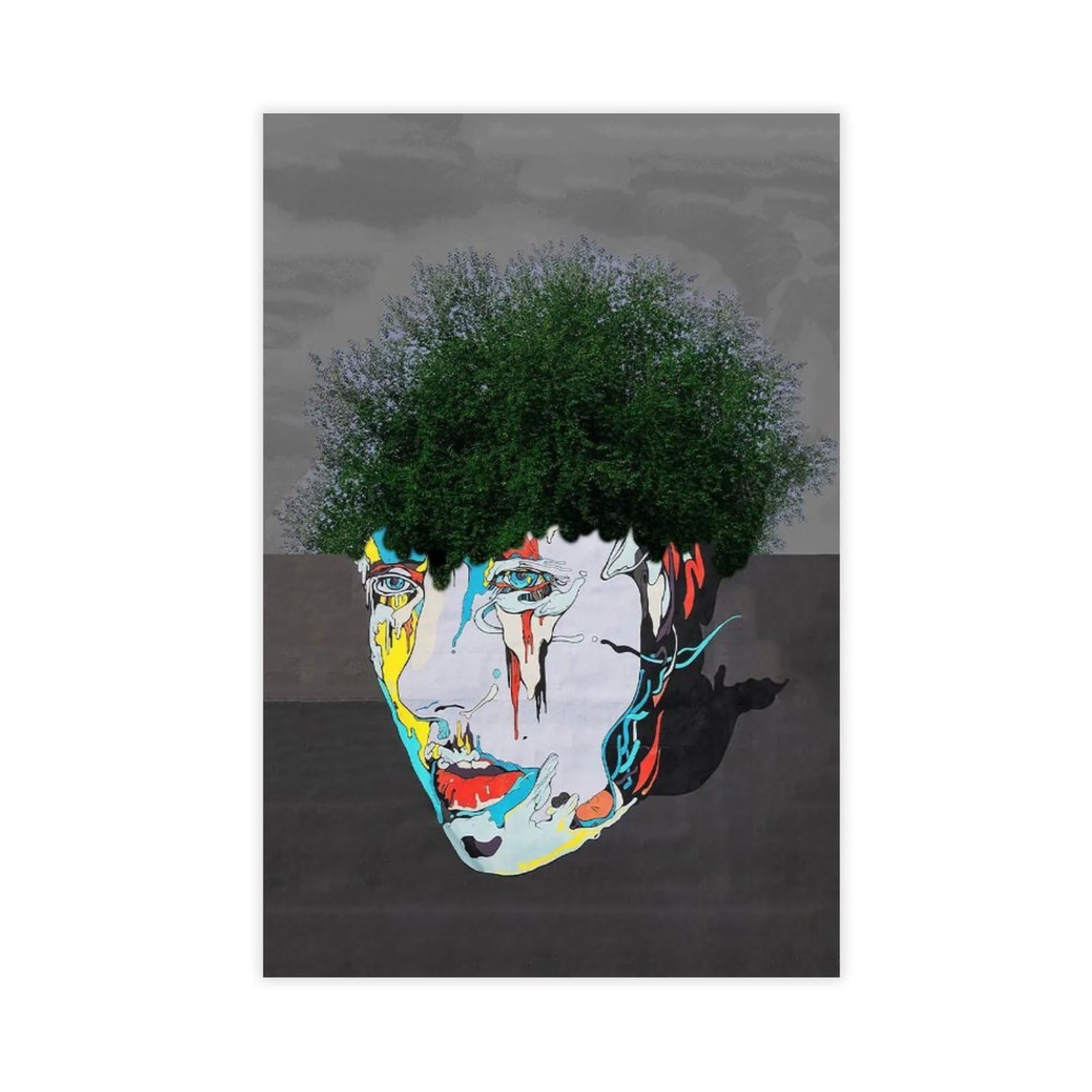 Bareronor Face Graffiti Poster Canvas Poster Bedroom Decor Landscape Office Room Decor Gift 24" L X 36" W