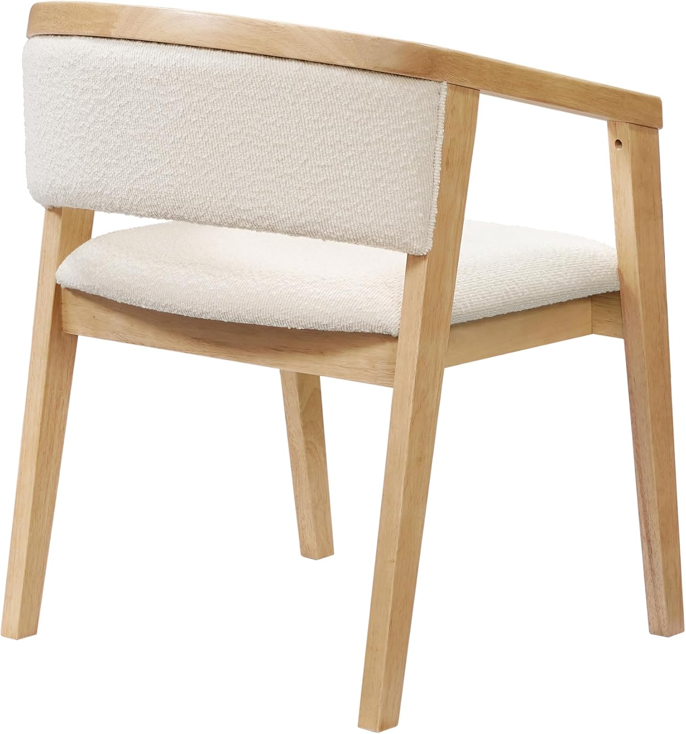 Christopher Knight Home Yunara Comfy Boucle Upholstered Dining Chairs Set of 2, Wooden Kitchen Chair with Curved Open Backrest, Mid Century Modern Living Room Chairs Set of 2, Beige + Oak