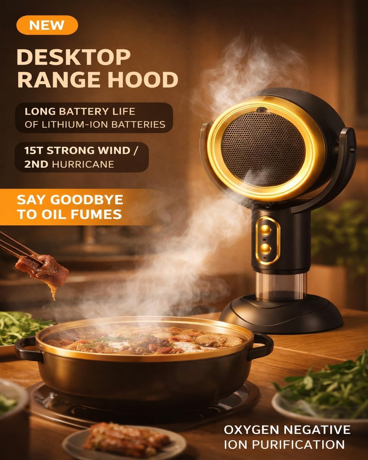 Smoke Away Purifier Fan for Cooking, Portable Electric Smoking Air Purifier for Indoors Rechargeable Traval Smoke Purifiers Fan Mini Home Smokeaway Fans for Removes Smokes and Odors