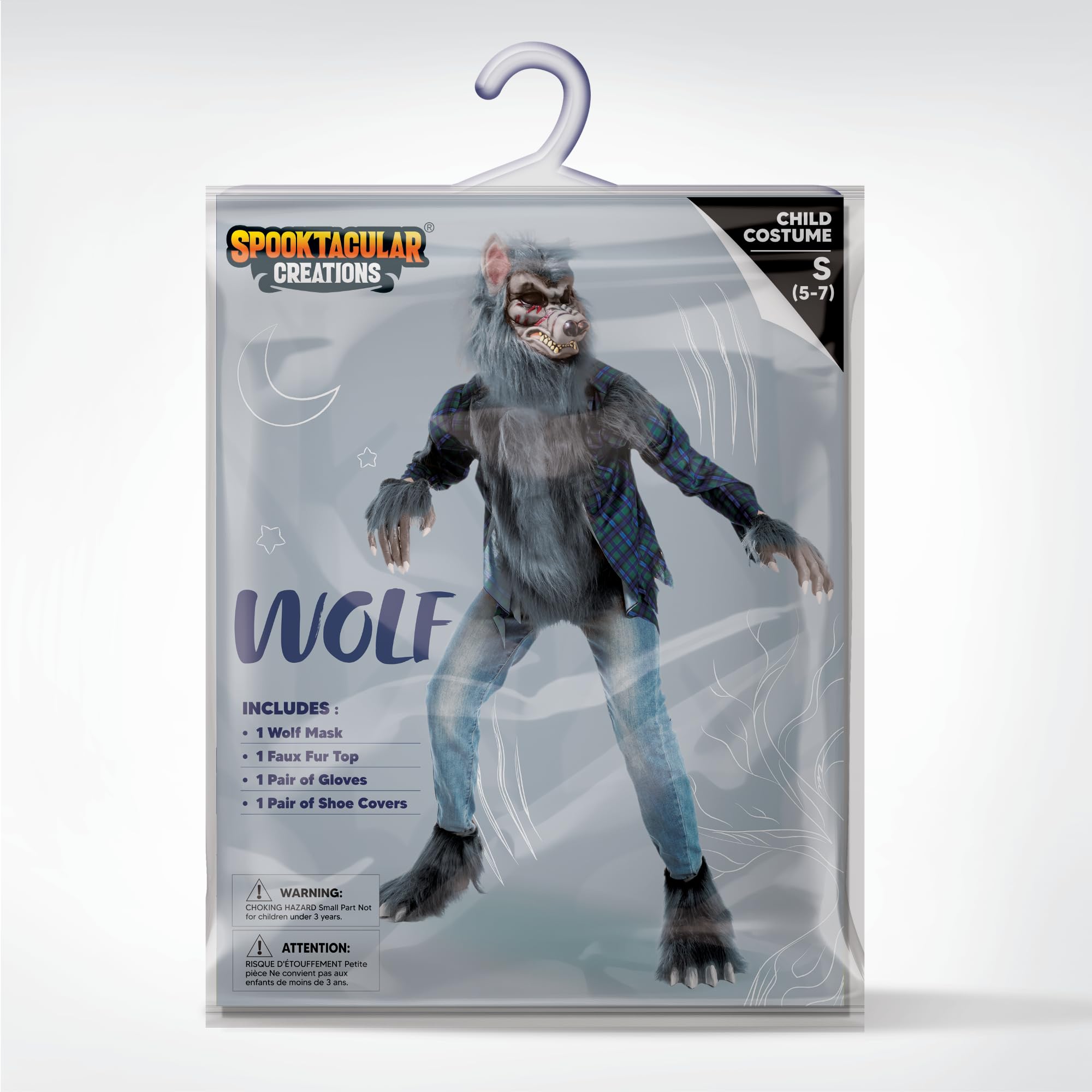 Spooktacular Creations Costume di lupo mannaro per bambini, con maschera per bambini, ragazzi e ragazze, Halloween, giochi di ruolo, cosplay party - L (10-12 anni)