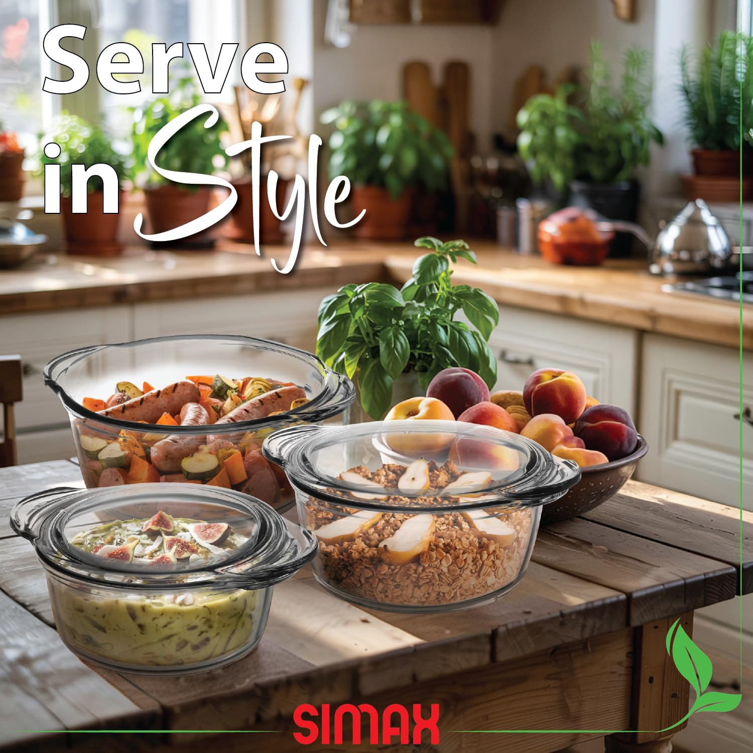Simax Glass Casserole Dishes - Set of 3 -5