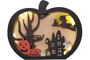 Halloween Wooden Table Sign Lighted Pumpkin Table Centerpiece: A Ghoulish Trick-or-Treat Delicacy