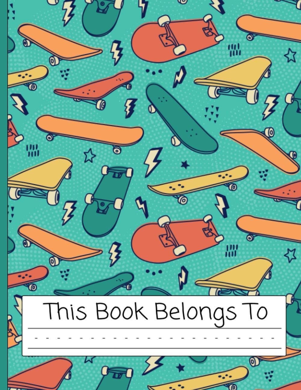 Skateboard Notebook | Primary Story: Composition Dotted Midline and Drawing Area Notebook | Grades K-3 School Handwriting Exercise Book | 120 Draw and Story Pages