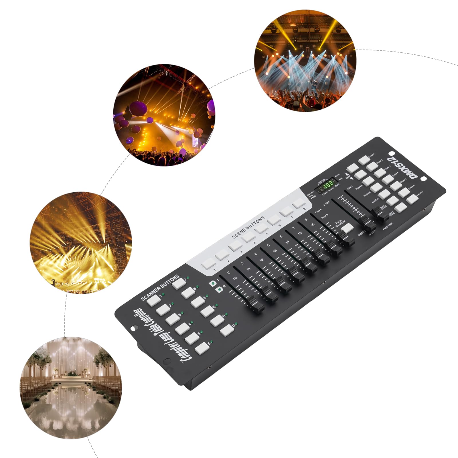 192DMX Controller Profi 192 Kanäle DMX512 - Automatikmodus mit 240 Szenen & 6 Chases für Moving Heads/LED PAR, CE/FCC (Schwarz)