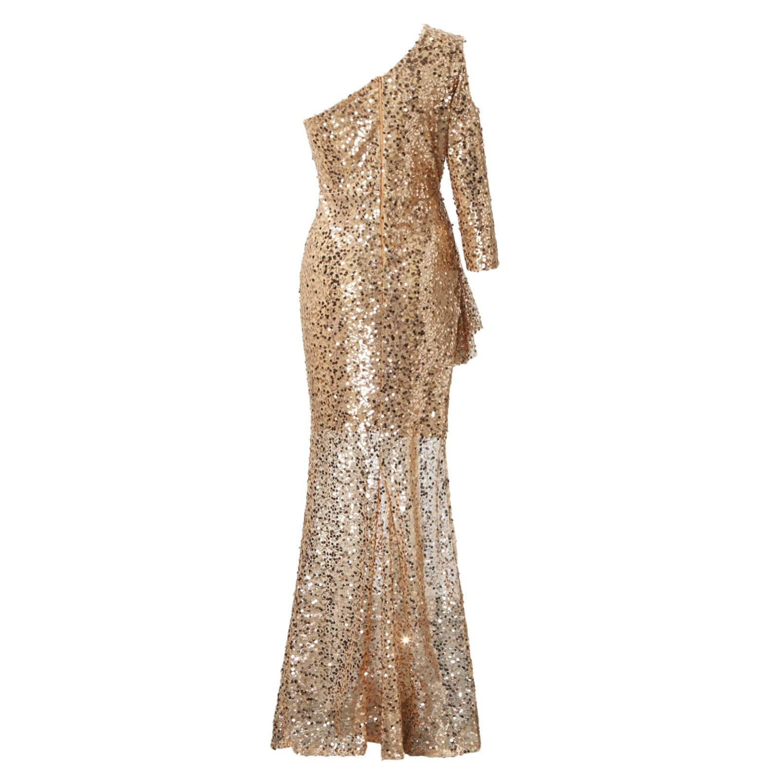 Abito da sera da donna, in oro, con scollo a V, senza maniche, lunghezza al ginocchio, con paillettes, elegante, vintage, per feste, cocktail, da donna, per feste