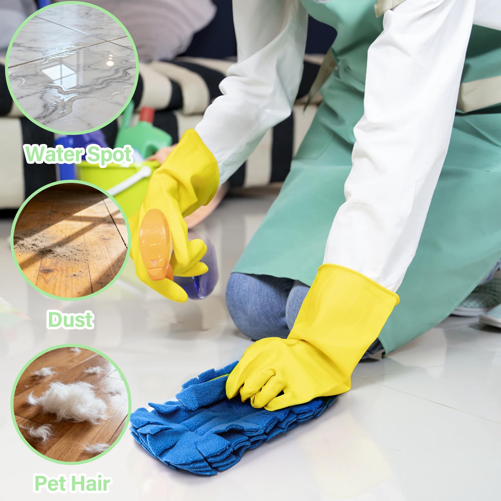 WRINGKIT 15 recambios reutilizables para plumero, almohadillas de forro polar resistentes de 360°, compatibles con plumero de mano Swiffer, para limpiar techos, ventiladores, maderas duras, ventanas,