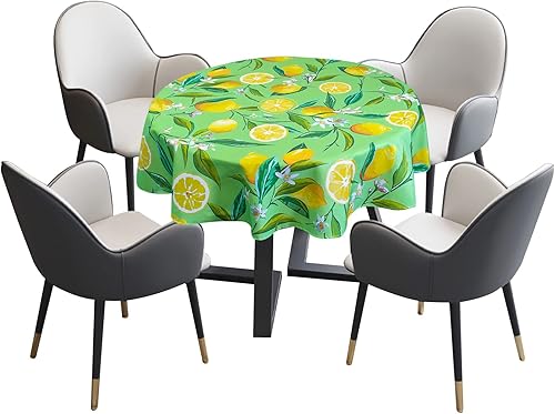 SporGenius Mantel de limón para mesa redonda, 50 x 50 pulgadas, color verde, reutilizable, lavable para Navidad, aniversario, fiesta de boda