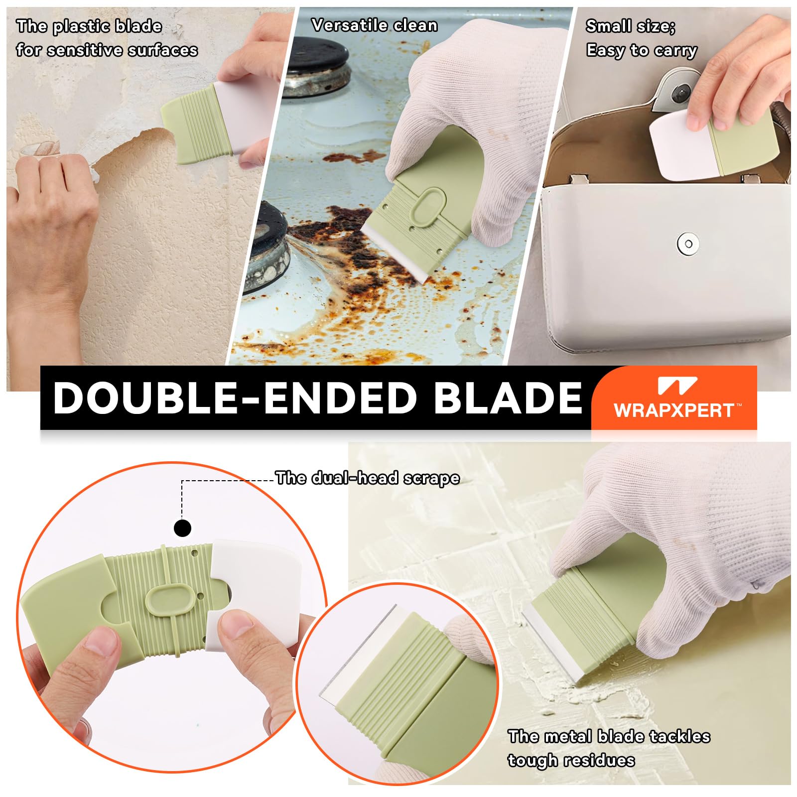 WRAPXPERT Herramientas de papel tapiz para despegar y pegar, kit de herramientas de alisado de papel tapiz con suavizante, guía de bordes, cepillo de pasta para azulejos contra salpicaduras, papel de