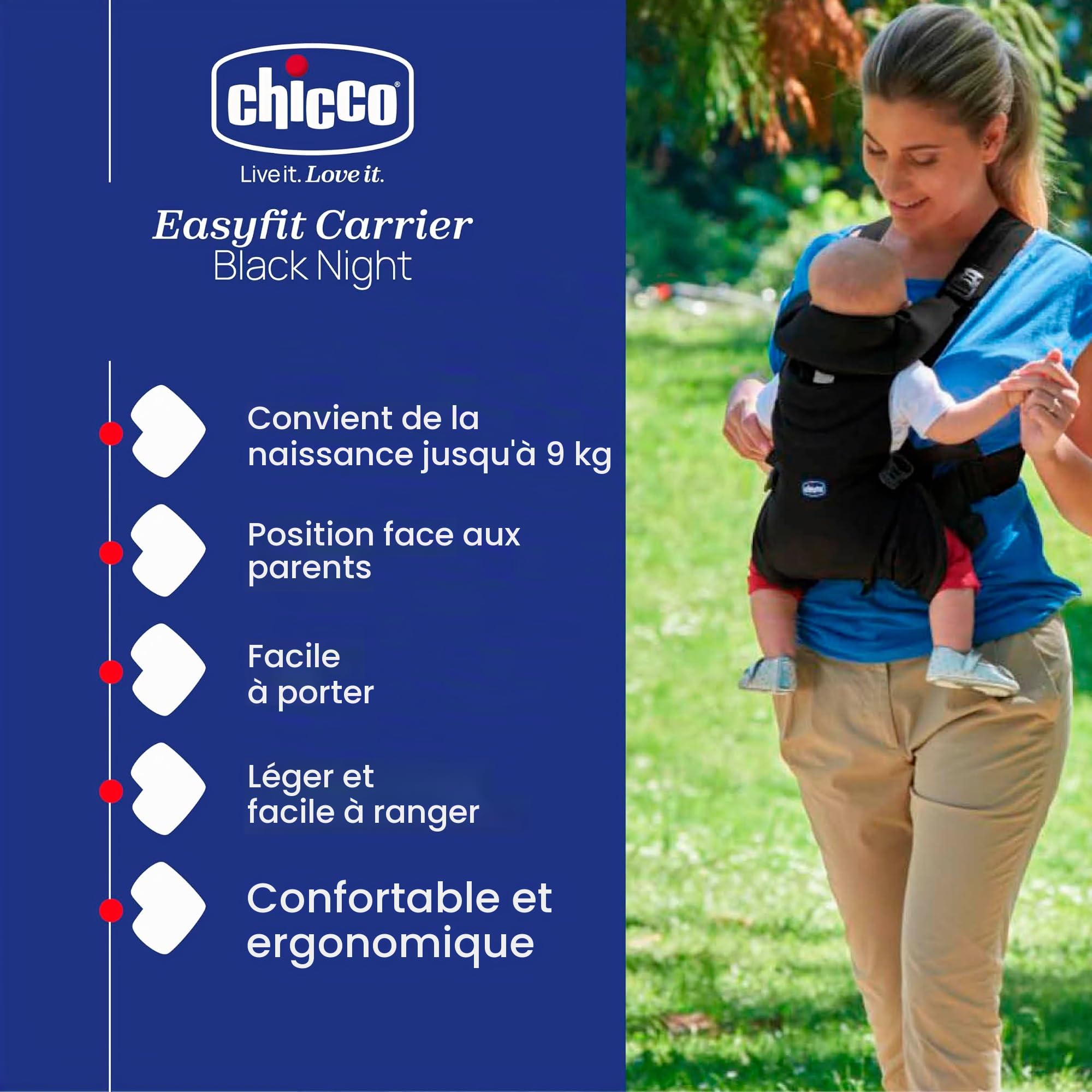 Chicco Easy Fit Porte-bébé Ventral Black Night