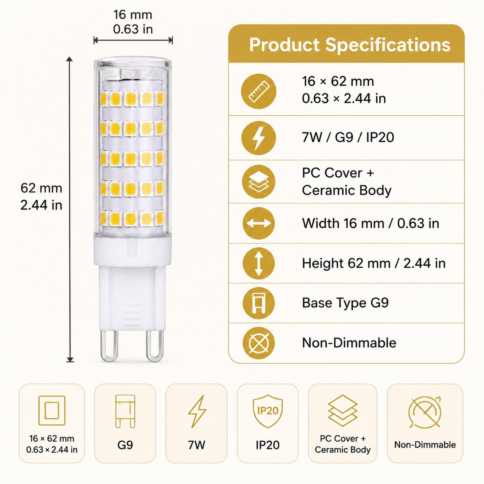 Bombilla LED G9 Luz Neutra 4000K 7W Reemplazo 56W Sin Parpadeo Ahorro Energético Alta Luminosidad CRI>80 para Dormitorio Salón Cocina Tienda Café Bar No Regulable(6 Pack)
