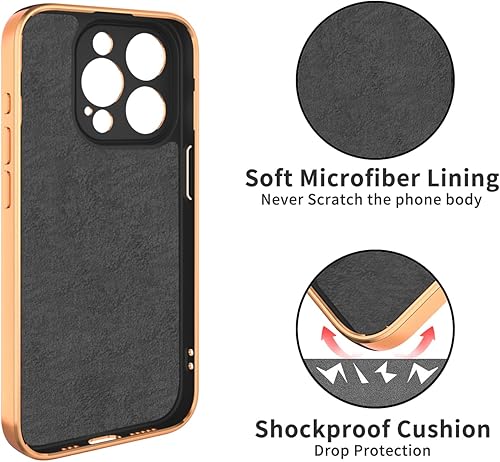 Miniatura 9 de Funda blanca para iPhone 15 Pro Max con soporte de anillo con magnético parachoques de TPU suave, cubierta galvanizada dorada con purpurina, funda