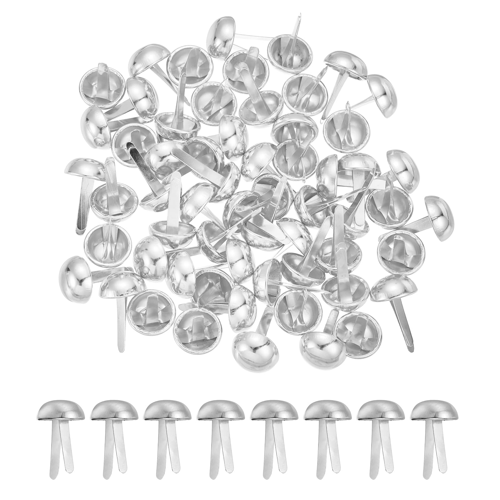 PATIKIL 120 Pcs Brads Paper Fasteners, 12 x 20 mm Metal Round Head Split Pins, Prong Brads for Scrapbooking Leather Craft Decorative DIY Supplies, Silver Tone