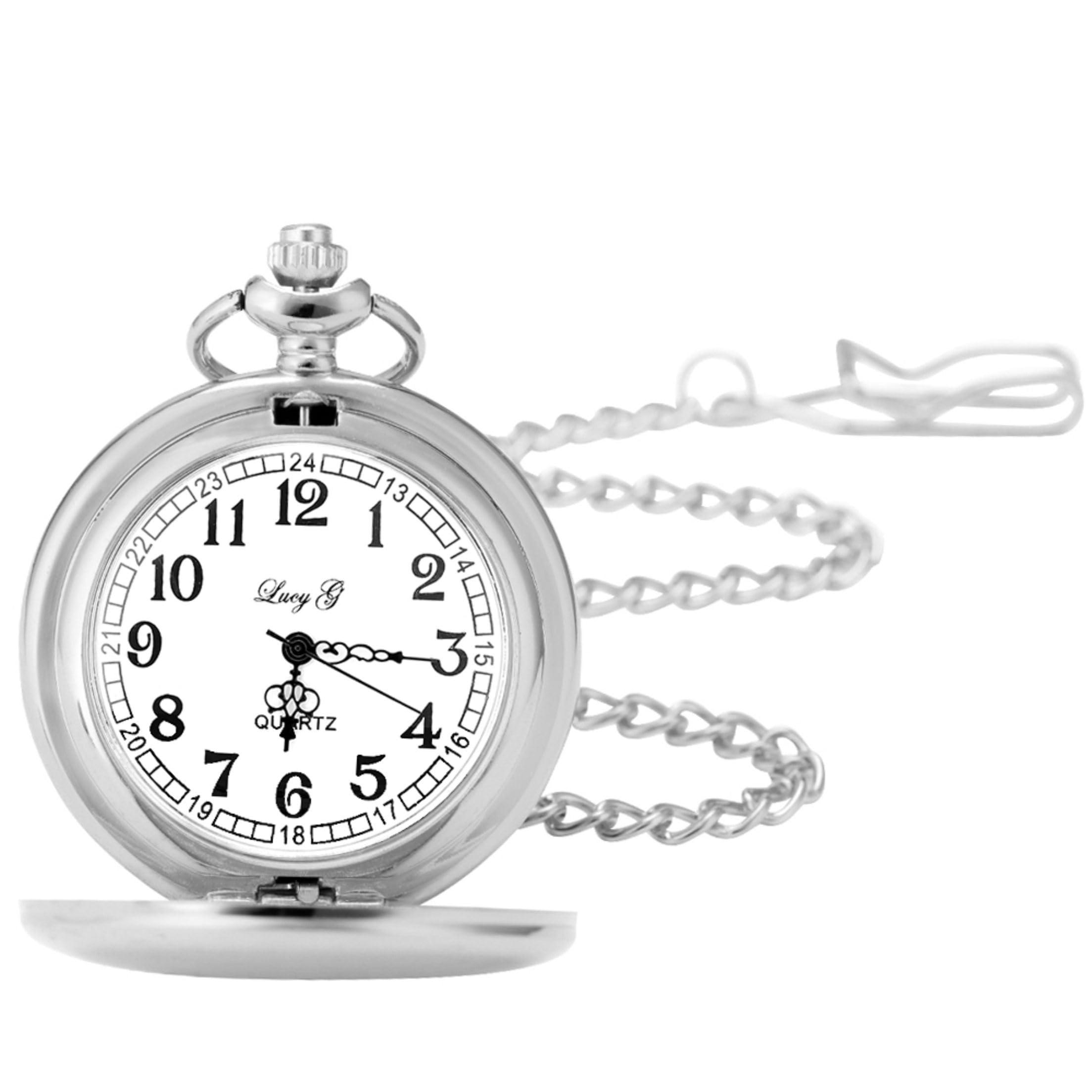 Lucy G Engraved Personalised Pocket Watch in Gift Box 18th/21st/30th/40th/50th/60th/65th/70th Birthday/Best Man/Wedding Gift