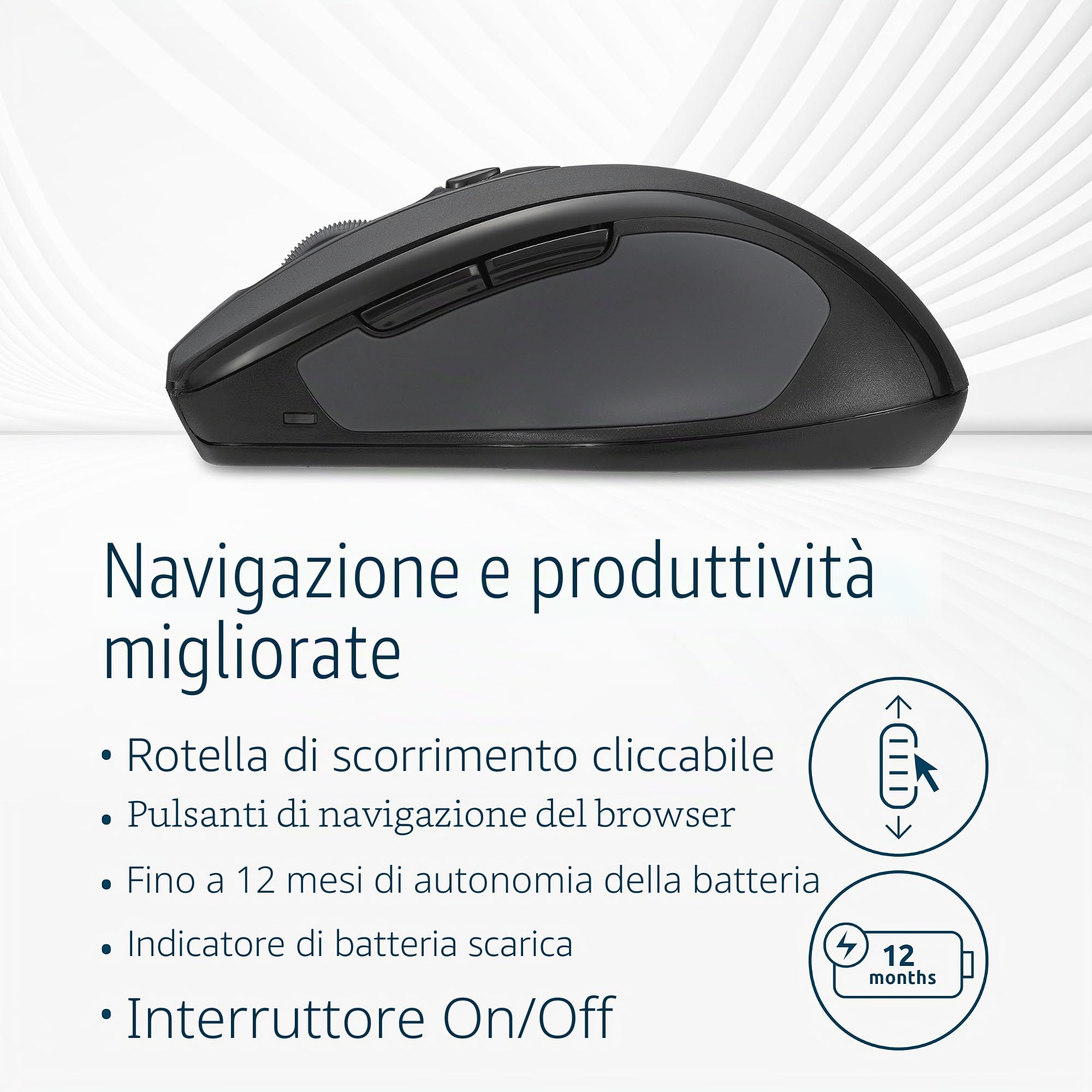 Kensington MY310 EQ Mouse Wireless con Rotella di Scorrimento Cliccabile, Compatibile con Windows, macOS e ChromeOS, Composto al 59% da Plastica Riciclata Post-Consumo (SCS)*, (K72481WW)