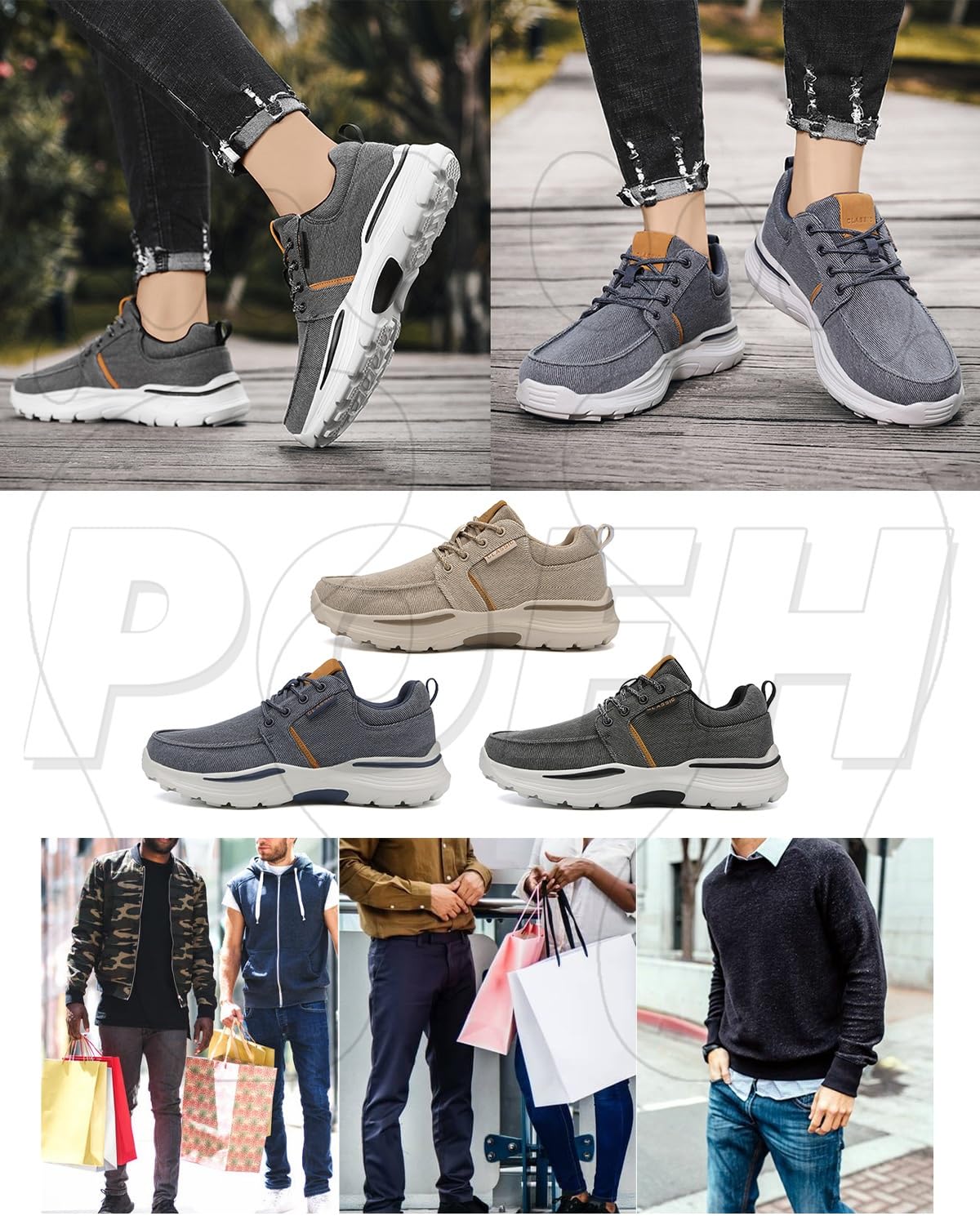 Scarpe Uomo Slip-On Ortopediche, Casual, Pianta Larga, Stile Passeggio