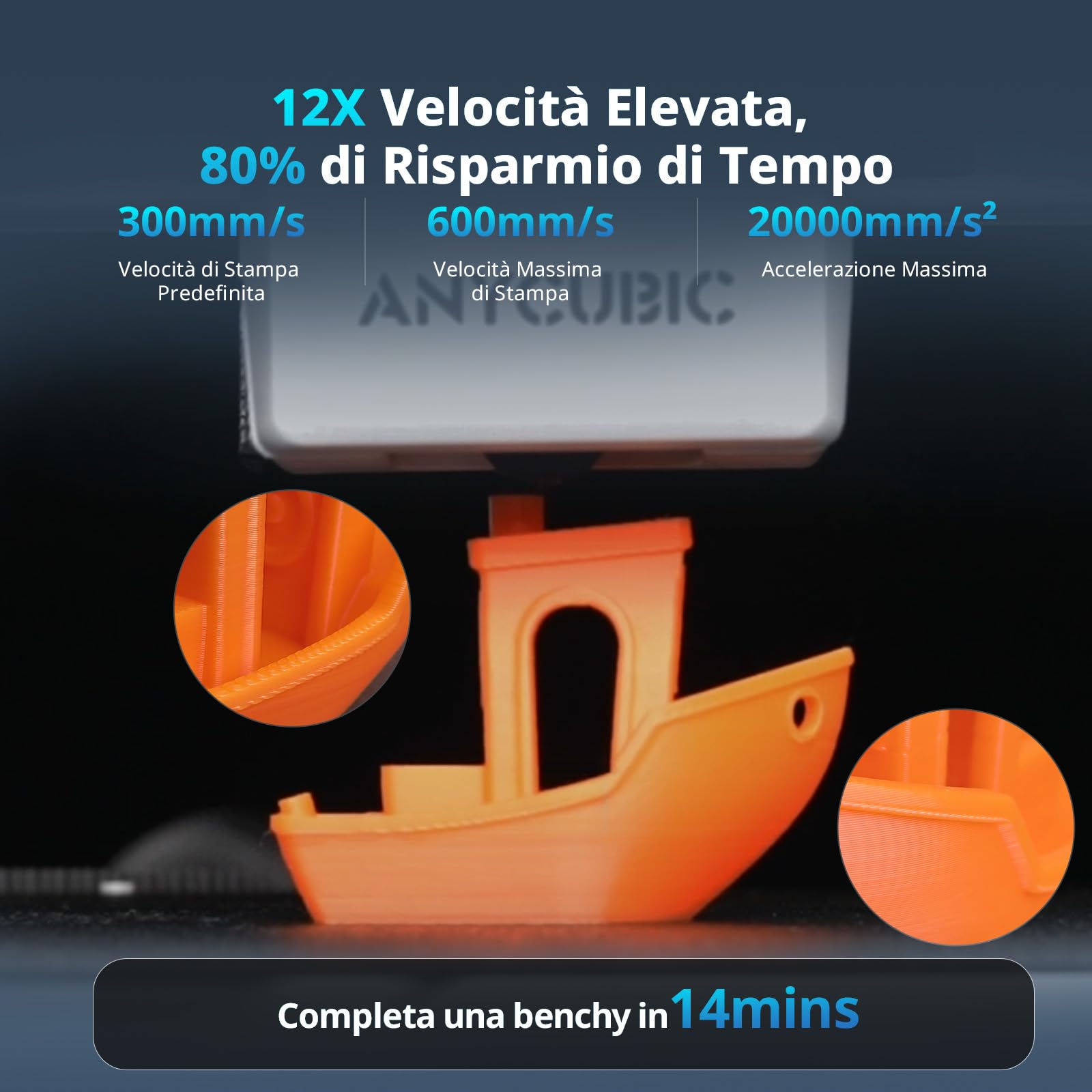 Anycubic Kobra X Stampante 3D, Stampa a 4 Colori, Fino a 19 Colori, Risparmio di Materiale Doppio, Stampa ad Alta Velocità a 600 mm/s, Ugello a 300 °C, per Piccole Imprese e Studi, 260 x 260 x 260 mm