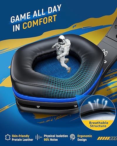 Vista 5 de Tatybo Wireless Gaming Headset for PC, Ps5, Ps4, 2.4 Ghz USB & Type-C Gaming Headphones with Microphone, 30H Battery Bluetooth Headphones for