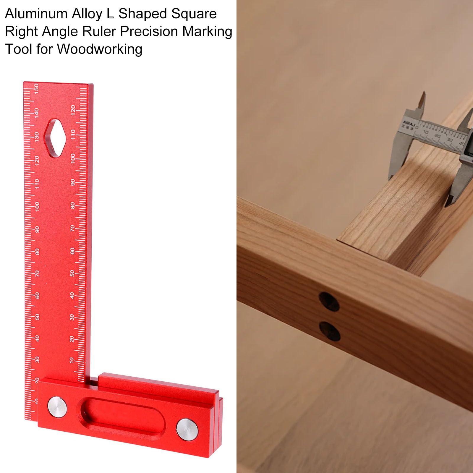 Quadratisches Messlineal für Holzbearbeitung, Höhenlineal, metrisches Quadrat, L-Form, Messwerkzeug, multifunktional, Tischlerwinkel