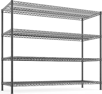 REIBII 55.5" W Storage Shelves 2560LBS Metal Shelving 4 Tier Wire Shelving Unit Garage Shelving Heavy Duty Metal Shelves for Storage Rack Commercial Adjustable Pantry Shelf, 55.5" W X 18D X 55.5" H